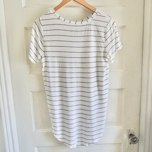 Halogen White & Black Stripe High Low Knit  Top S - Picture 6 of 8